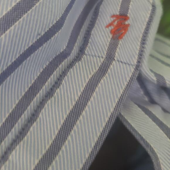 Robert Graham Blue & White Striped Button Down Long Sleeve Dress Shirt 3XLT - Picture 10 of 13